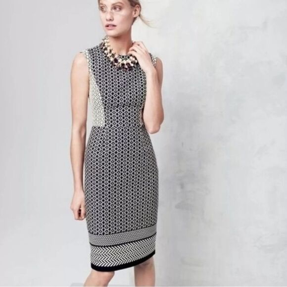 J. Crew fitted Geometric Tapestry Jacquard Sheath Dress size 4 nwot - Picture 1 of 12